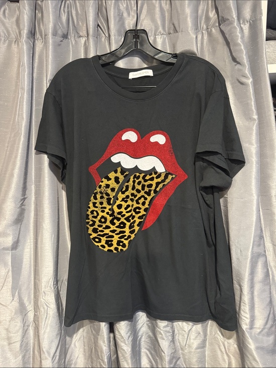 Daydreamer Tops - Daydreamer Black Graphic Tee Rolling Stones with Leopard Tongue Sz Large